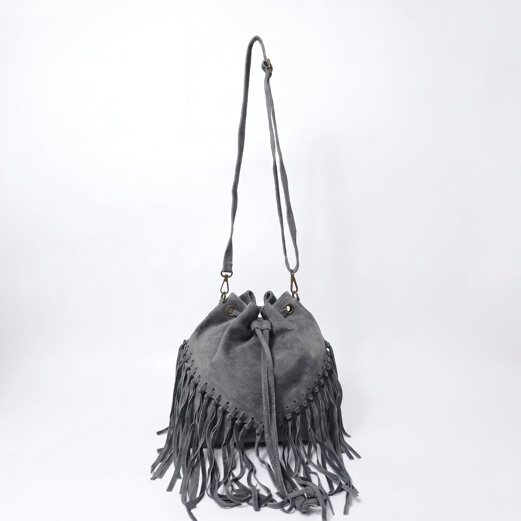 Borsa a Secchiello Scamosciata con Frange - Stile Donna - Catania