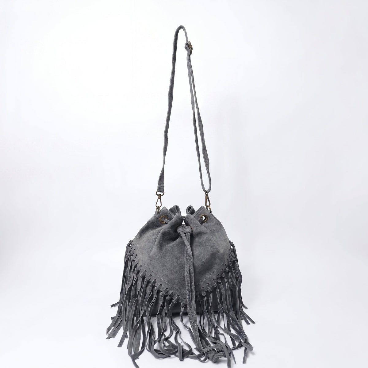 Borsa a Secchiello Scamosciata con Frange - Stile Donna - Catania