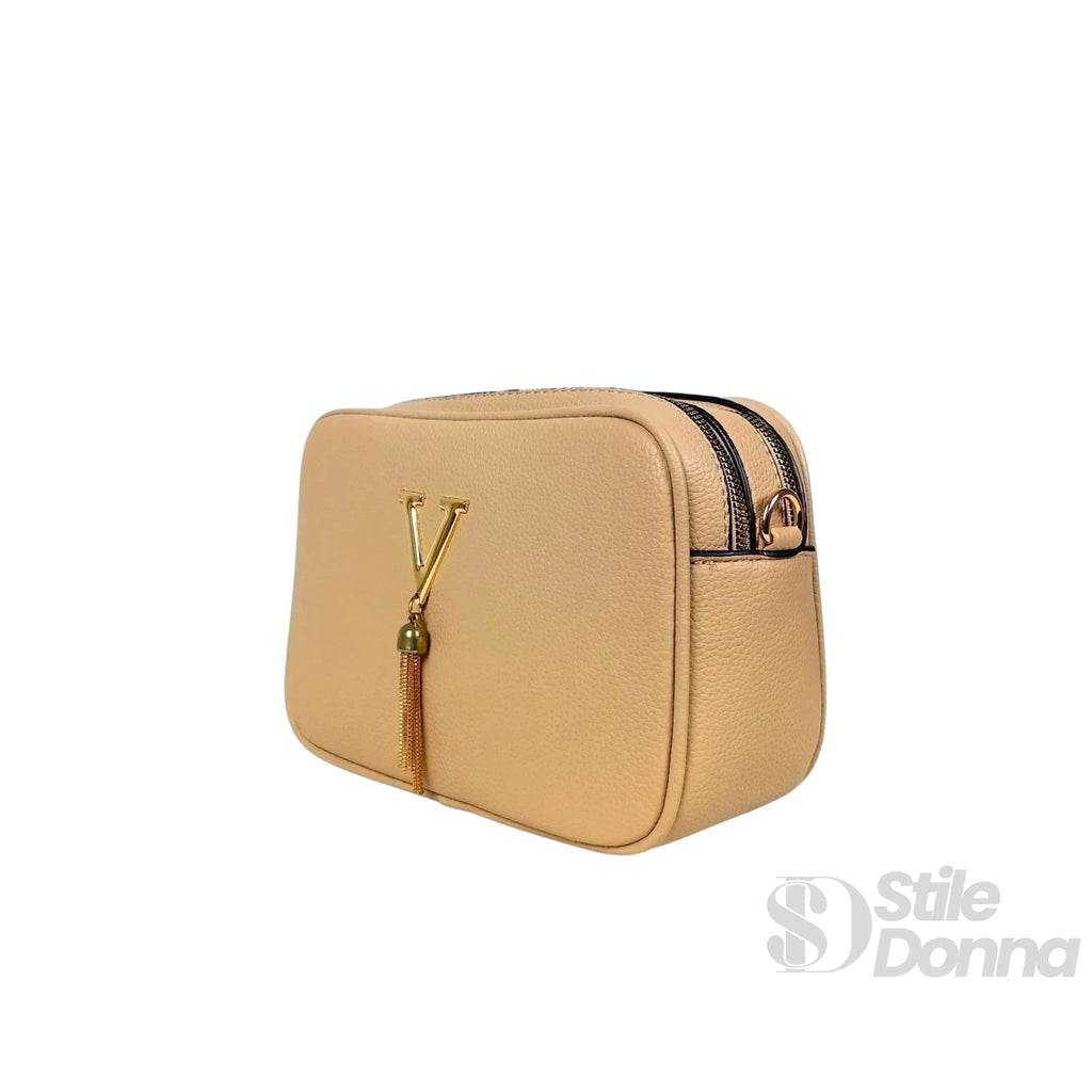Borsa a Tracolla in Ecopelle Bicolore con Doppia Cerniera - Stile Donna Bags
