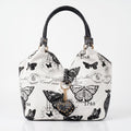 Borsa Adelina a Mano in Canvas Farfalle con Manici Intrecciati e Charm - Stile Donna Bags