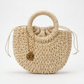 Borsa Alessia Semilunare in Rafia con Manici Circolari e Tracolla – Stile Donna - Stile Donna Bags