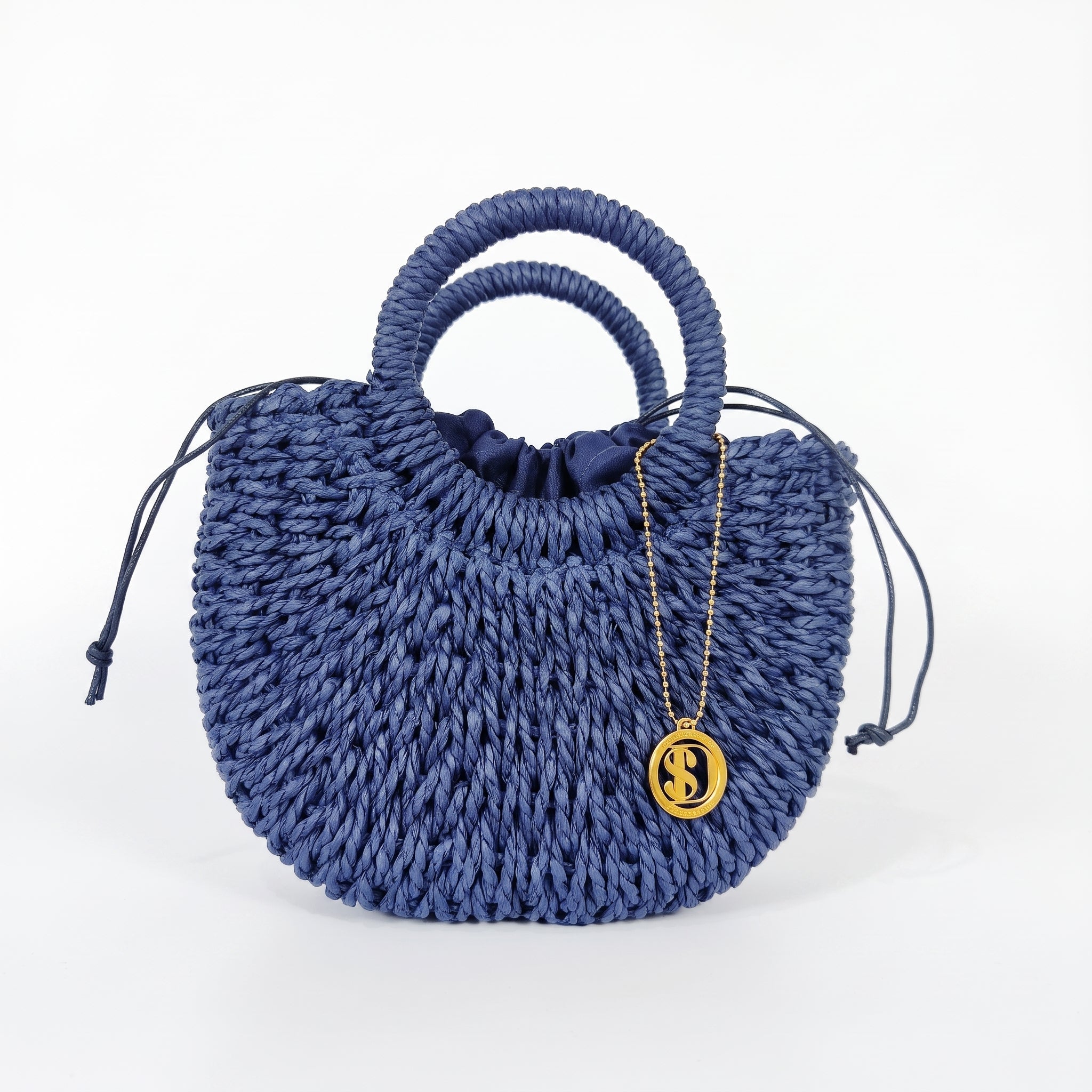 Borsa Alessia Semilunare in Rafia con Manici Circolari e Tracolla – Stile Donna - Stile Donna Bags