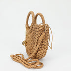 Borsa Alessia Semilunare in Rafia con Manici Circolari e Tracolla – Stile Donna - Stile Donna Bags