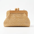Borsa Caterina a Tracolla in Rafia con Cornice in Legno e Catena Dorata – Stile Donna - Stile Donna Bags