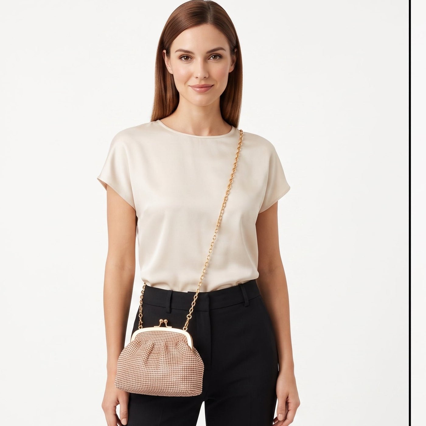 Borsa da Sera in Mesh di Strass Argento - Stile Donna Bags