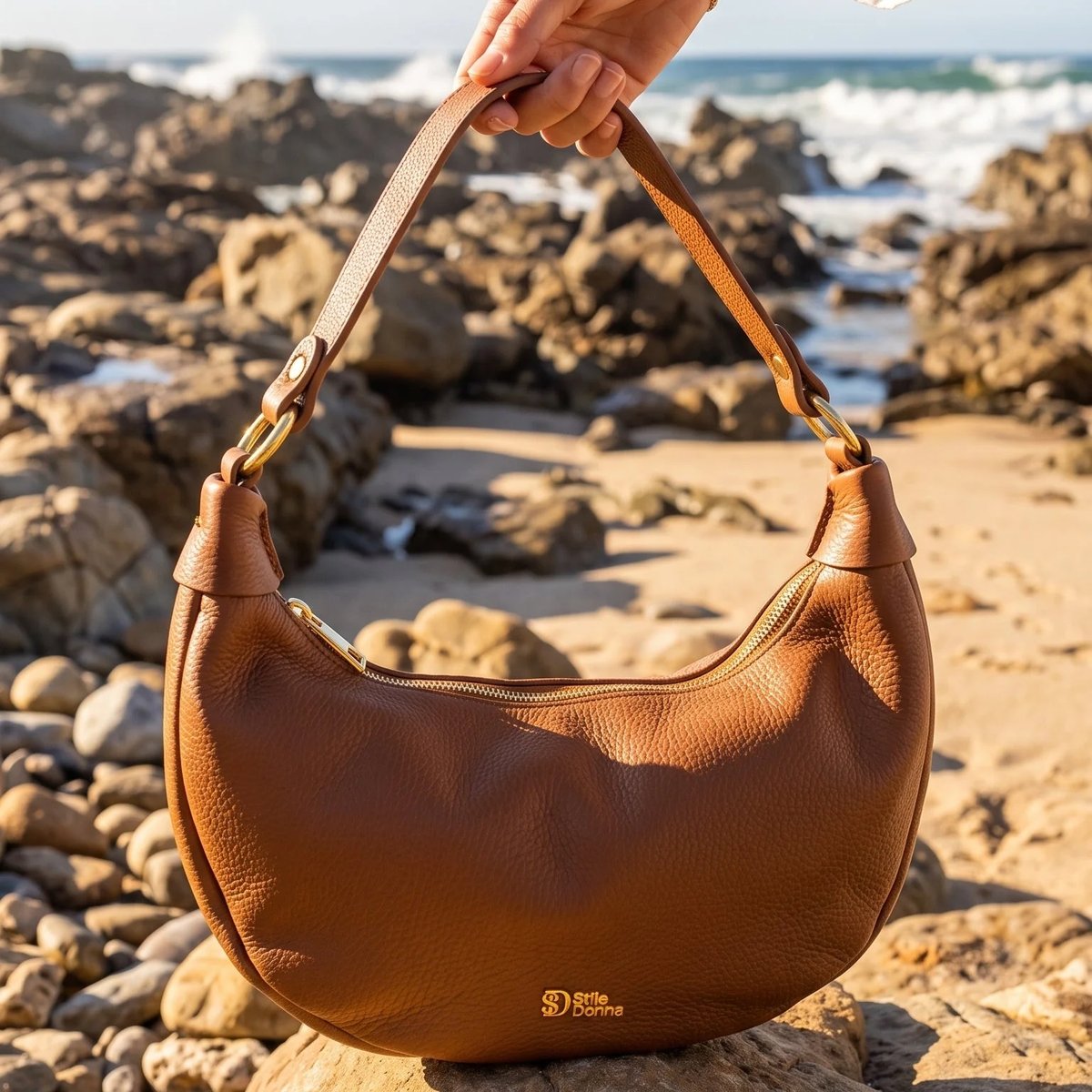 Borsa hobo in pelle color cuoio Stile Donna