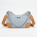 Borsa Hobo Sweet Years in Denim Jacquard con Catena e Tracolla Larga - Stile Donna Bags