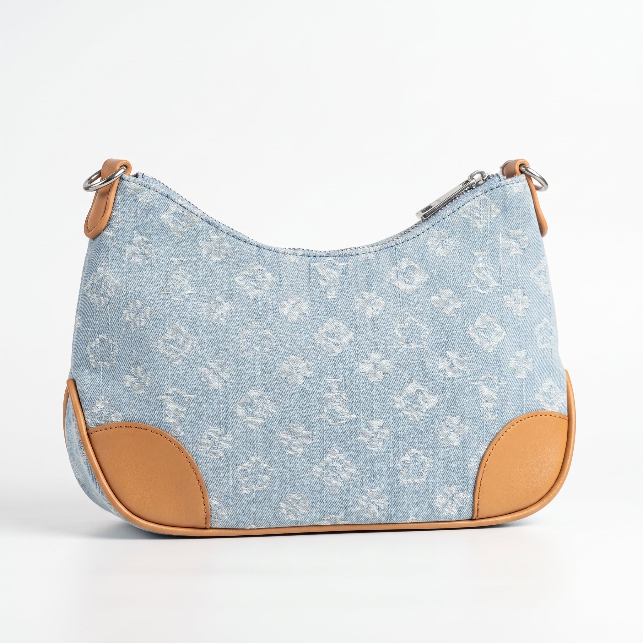 Borsa Hobo Sweet Years in Denim Jacquard con Catena e Tracolla Larga - Stile Donna Bags