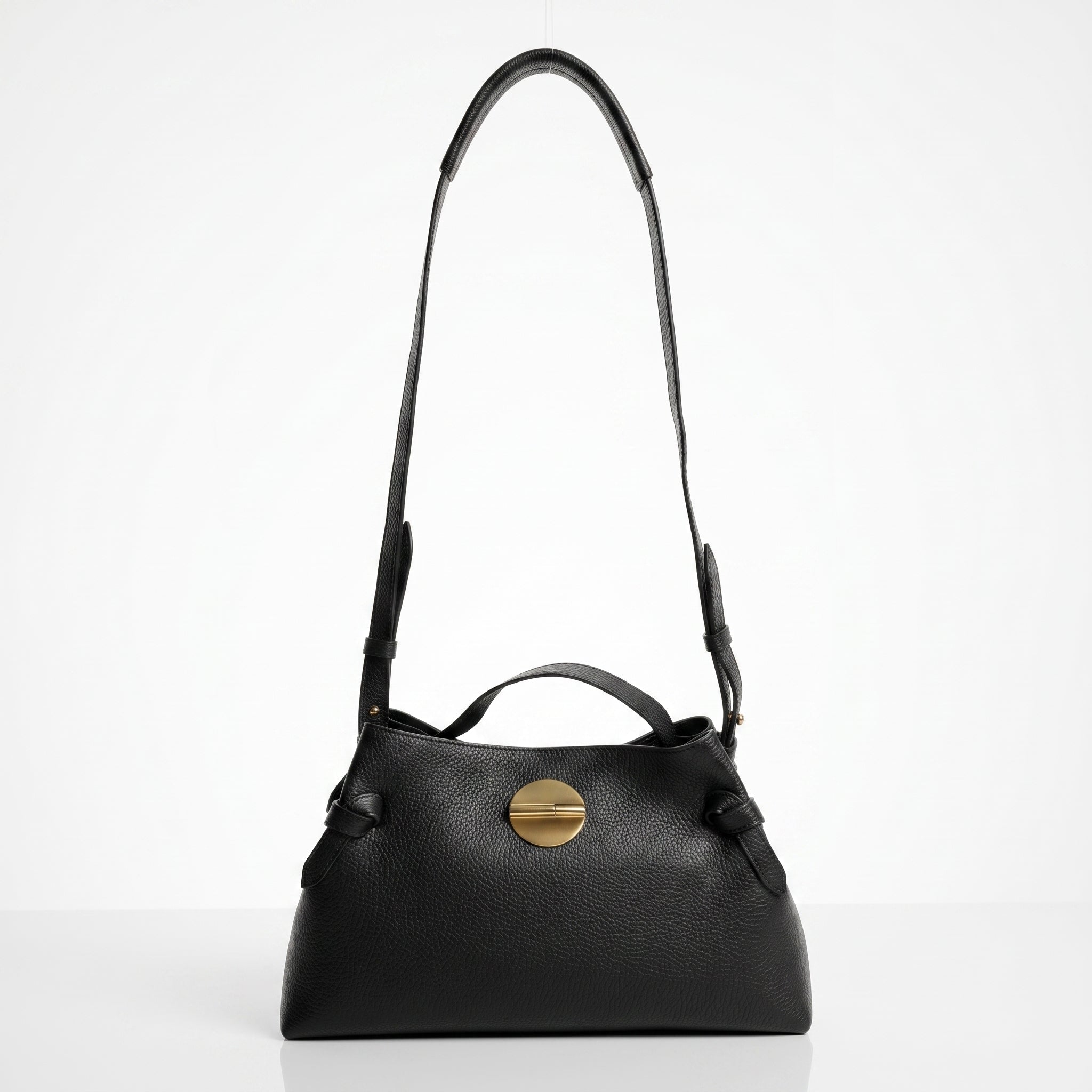 Borsa Livia in Vera Pelle – Disco Oro e Tracolla Regolabile - Stile Donna Bags