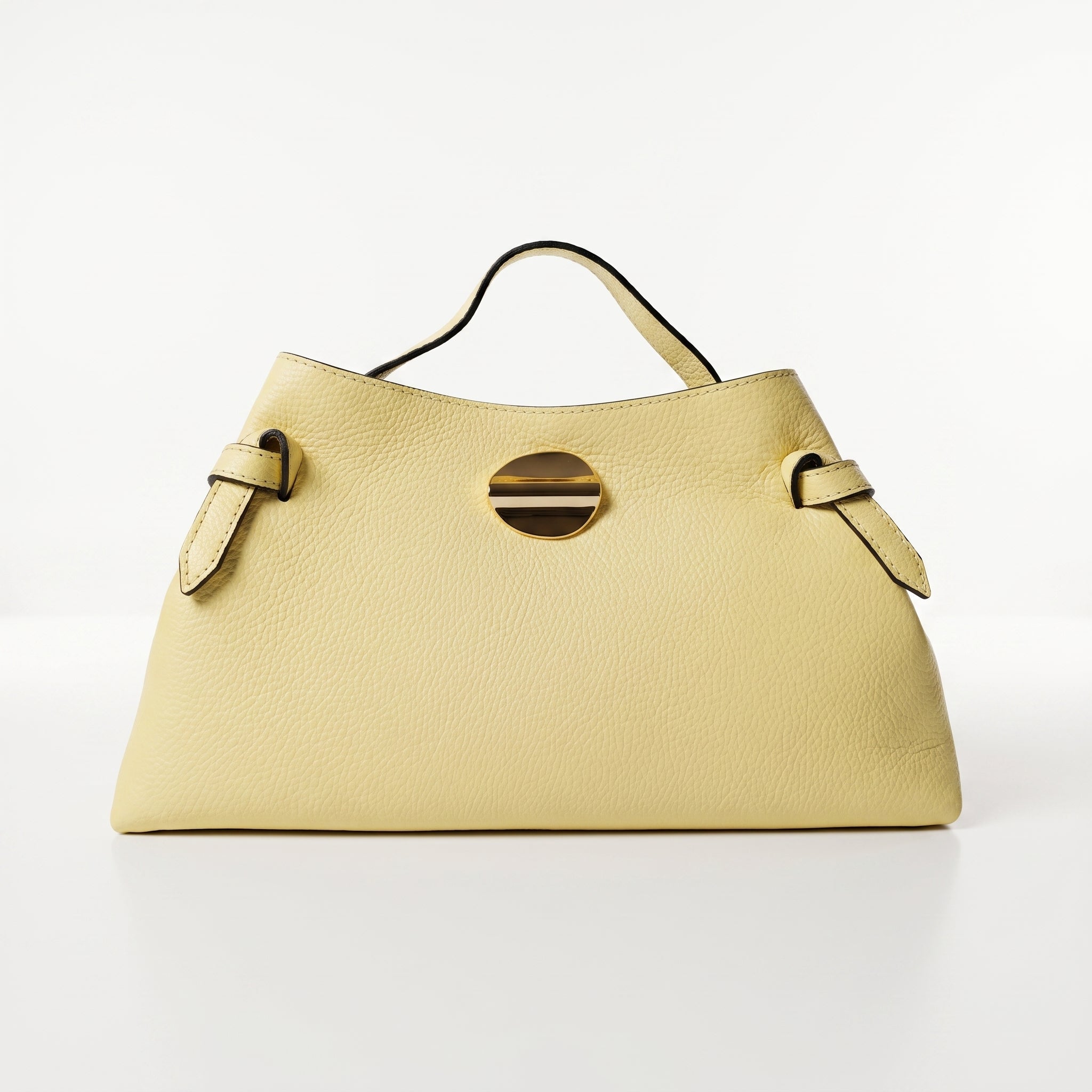 Borsa Livia in Vera Pelle – Disco Oro e Tracolla Regolabile - Stile Donna Bags