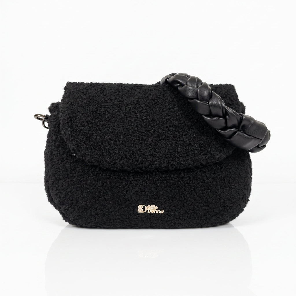 Borsa Nera con Manico Intrecciato - Stile Donna - Catania