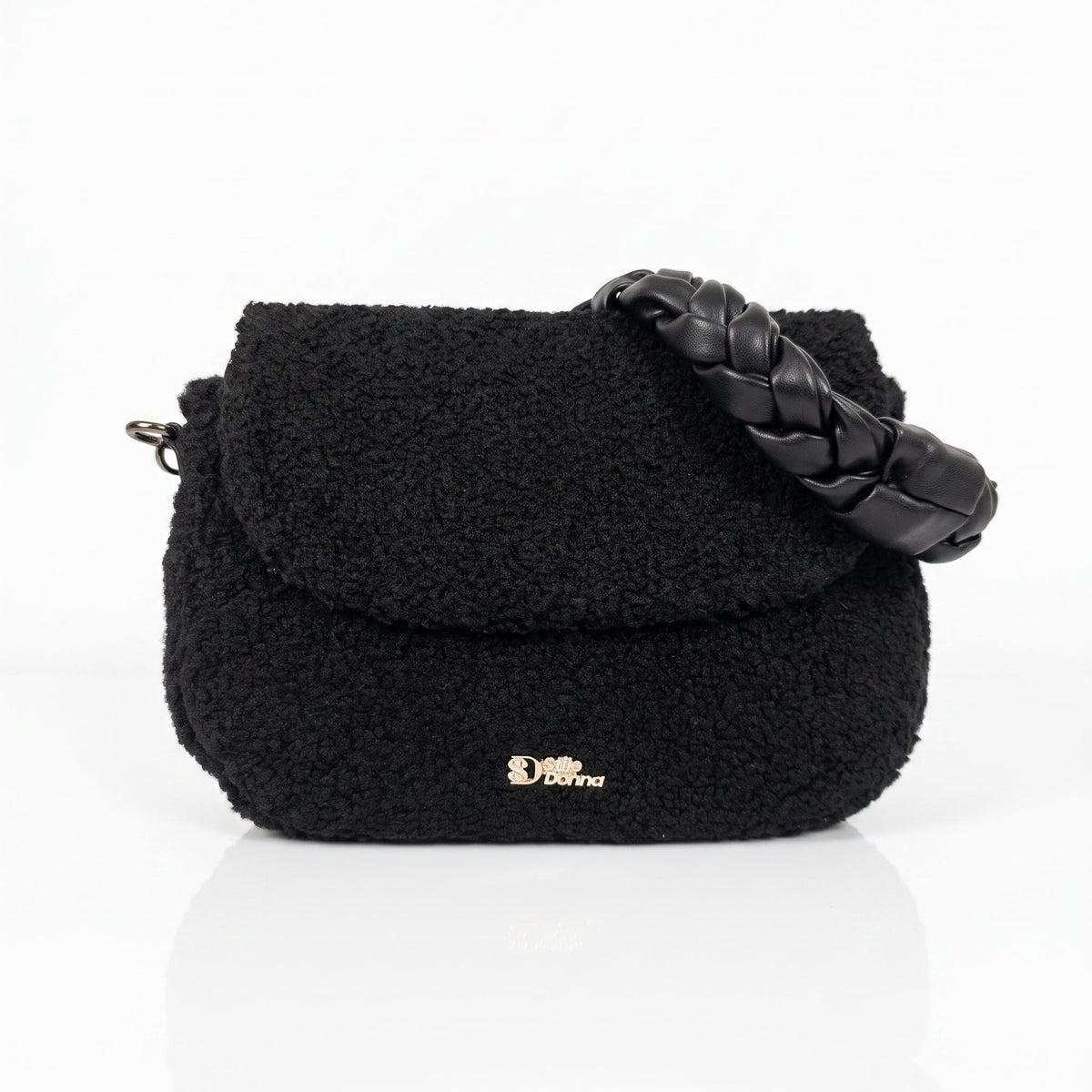 Borsa Nera con Manico Intrecciato - Stile Donna - Catania