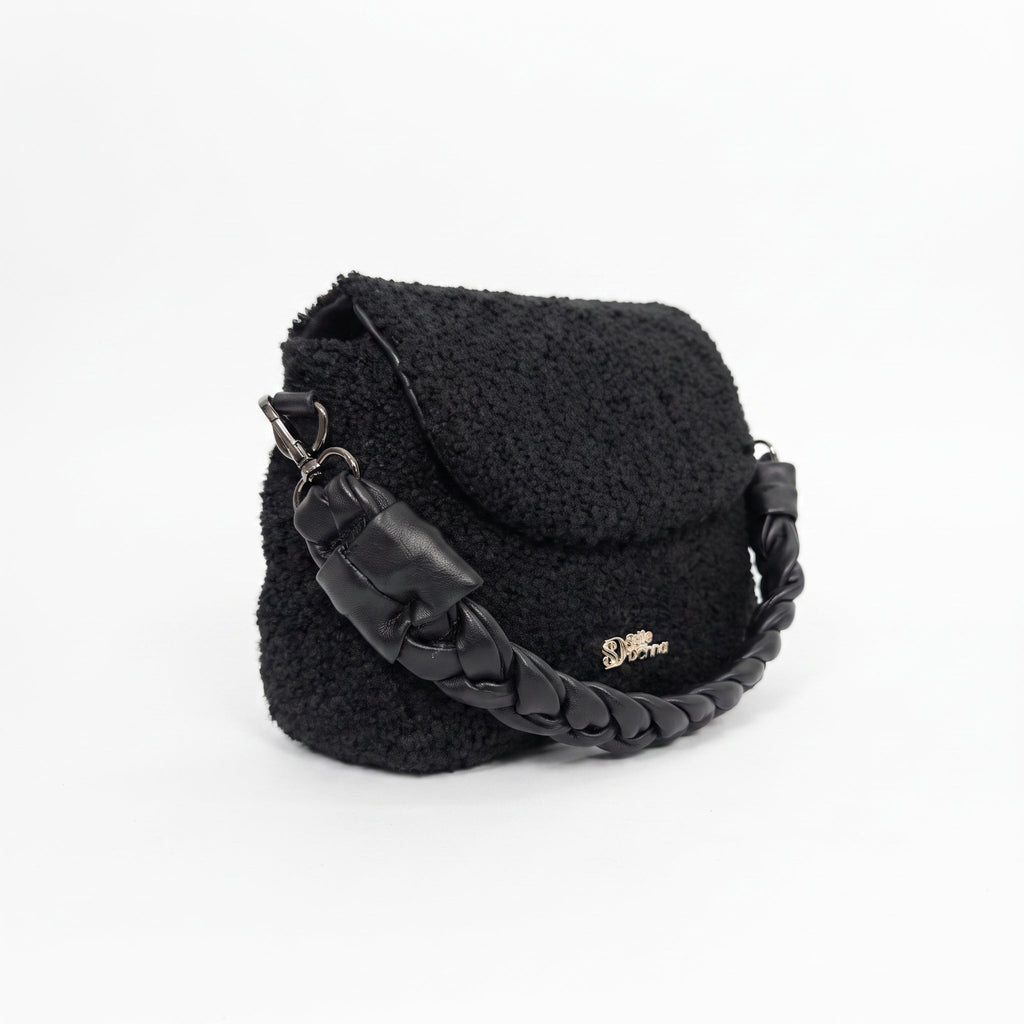 Borsa Nera con Manico Intrecciato - Stile Donna - Catania