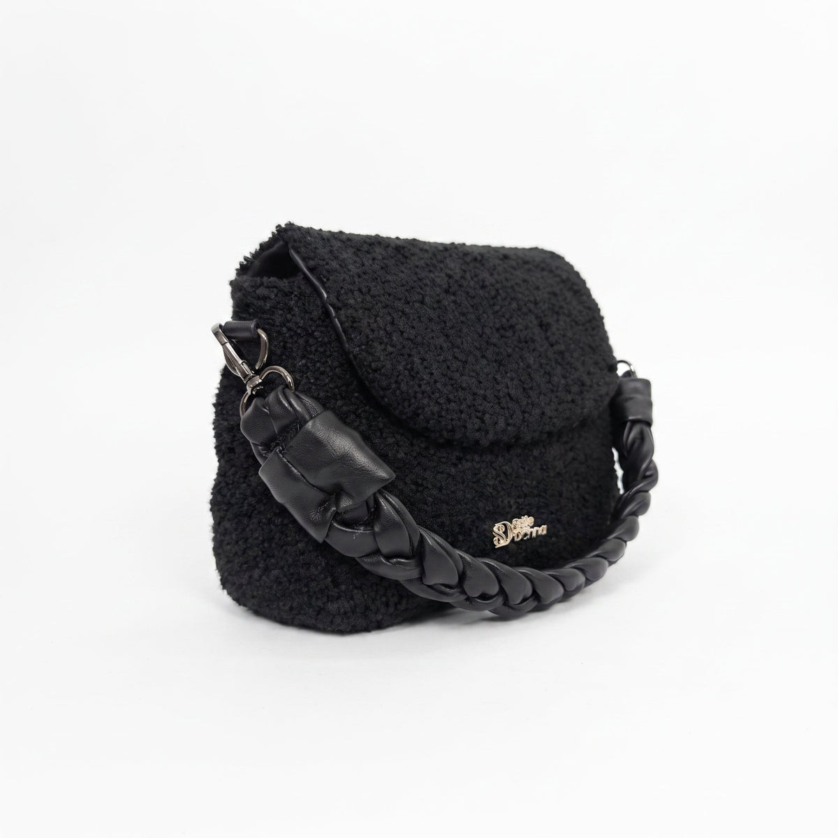 Borsa Nera con Manico Intrecciato - Stile Donna - Catania