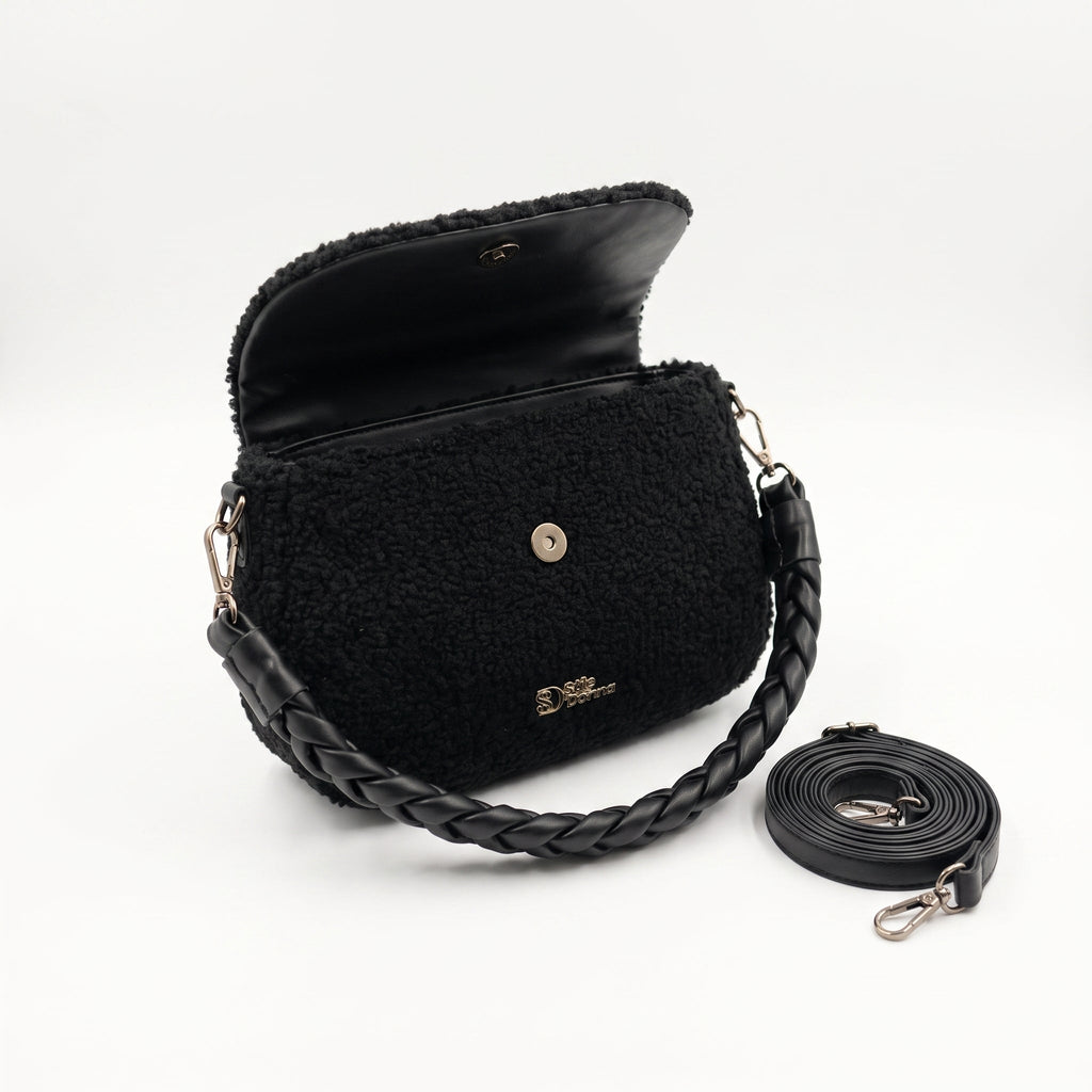 Borsa Nera con Manico Intrecciato - Stile Donna - Catania