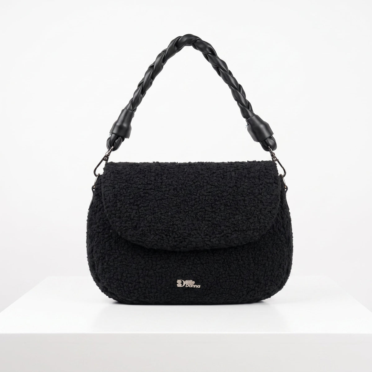 Borsa Nera con Manico Intrecciato - Stile Donna - Catania