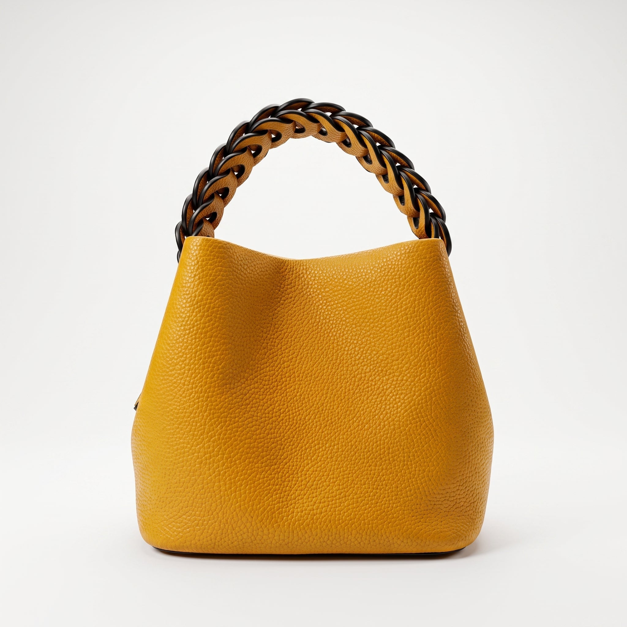 Borsa Secchiello con Manico Intrecciato in Ecopelle e Fodera con Tasche - Stile Donna Bags