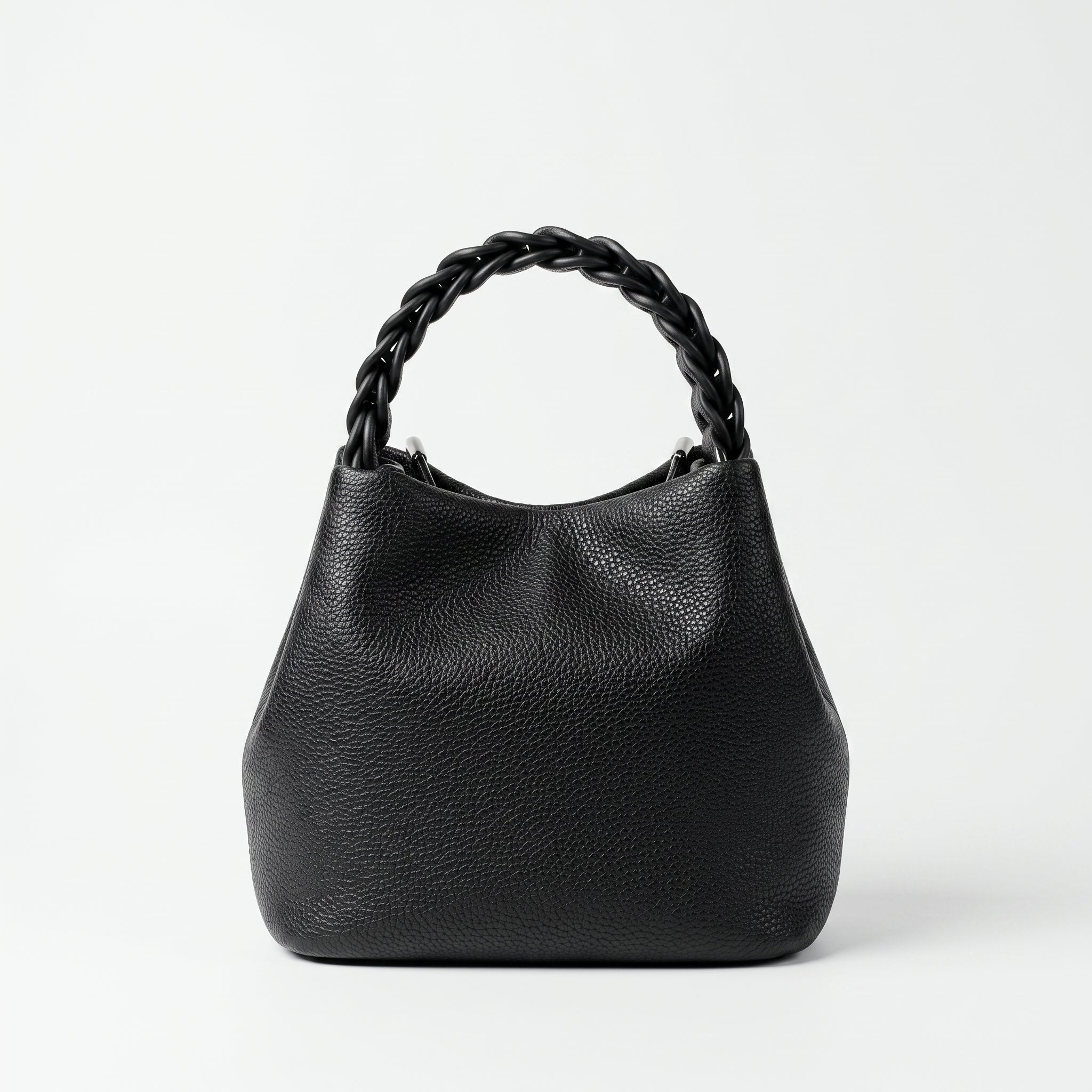 Borsa Secchiello con Manico Intrecciato in Ecopelle e Fodera con Tasche - Stile Donna Bags