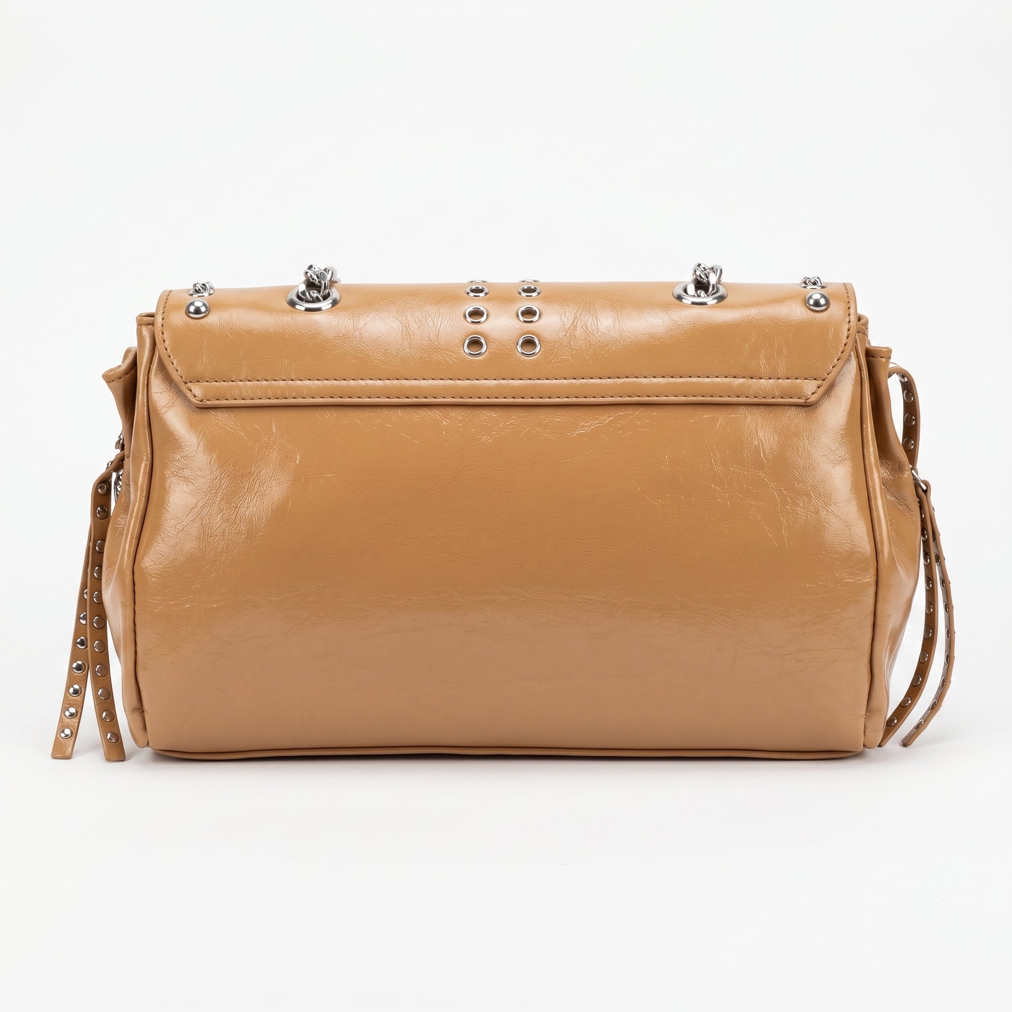 Rock Star Borsa a Patta in Ecopelle con Borchie Argentate Tracolla a Catena - Stile Donna Bags