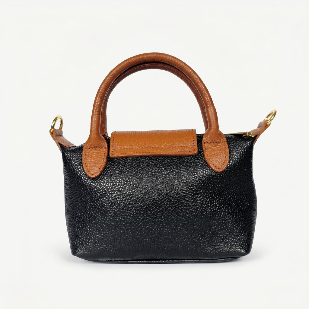 Venis Mini Borsa a Mano Bicolore in Vera Pelle con Patta e Ciondolo SD - Stile Donna Bags