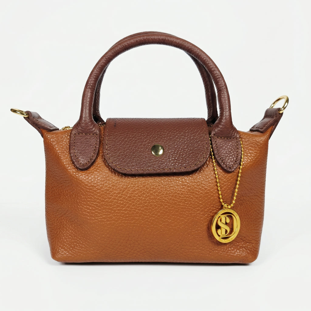 Venis Mini Borsa a Mano Bicolore in Vera Pelle con Patta e Ciondolo SD - Stile Donna Bags