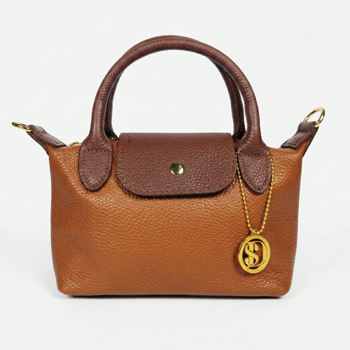 Venis Mini Borsa a Mano Bicolore in Vera Pelle con Patta e Ciondolo SD - Stile Donna Bags
