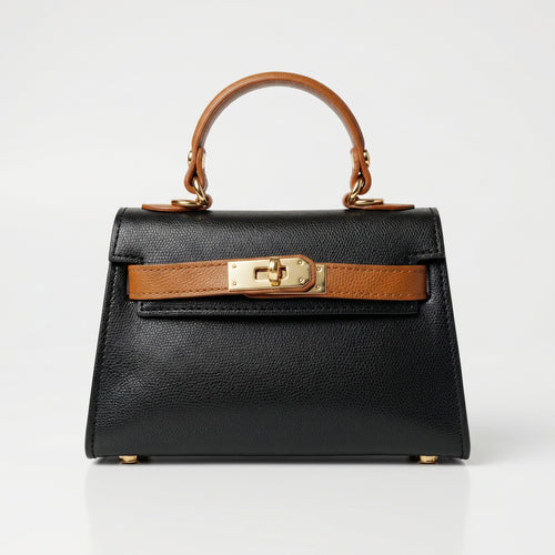 Mini Beky Borsa a Mano con Design Mix di Colori in Vera Pelle - Made in Italy - Stile Donna Bags