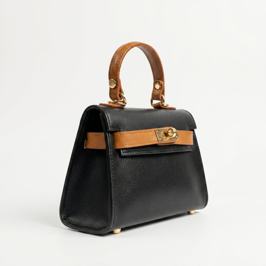Mini Beky Borsa a Mano con Design Mix di Colori in Vera Pelle - Made in Italy - Stile Donna Bags