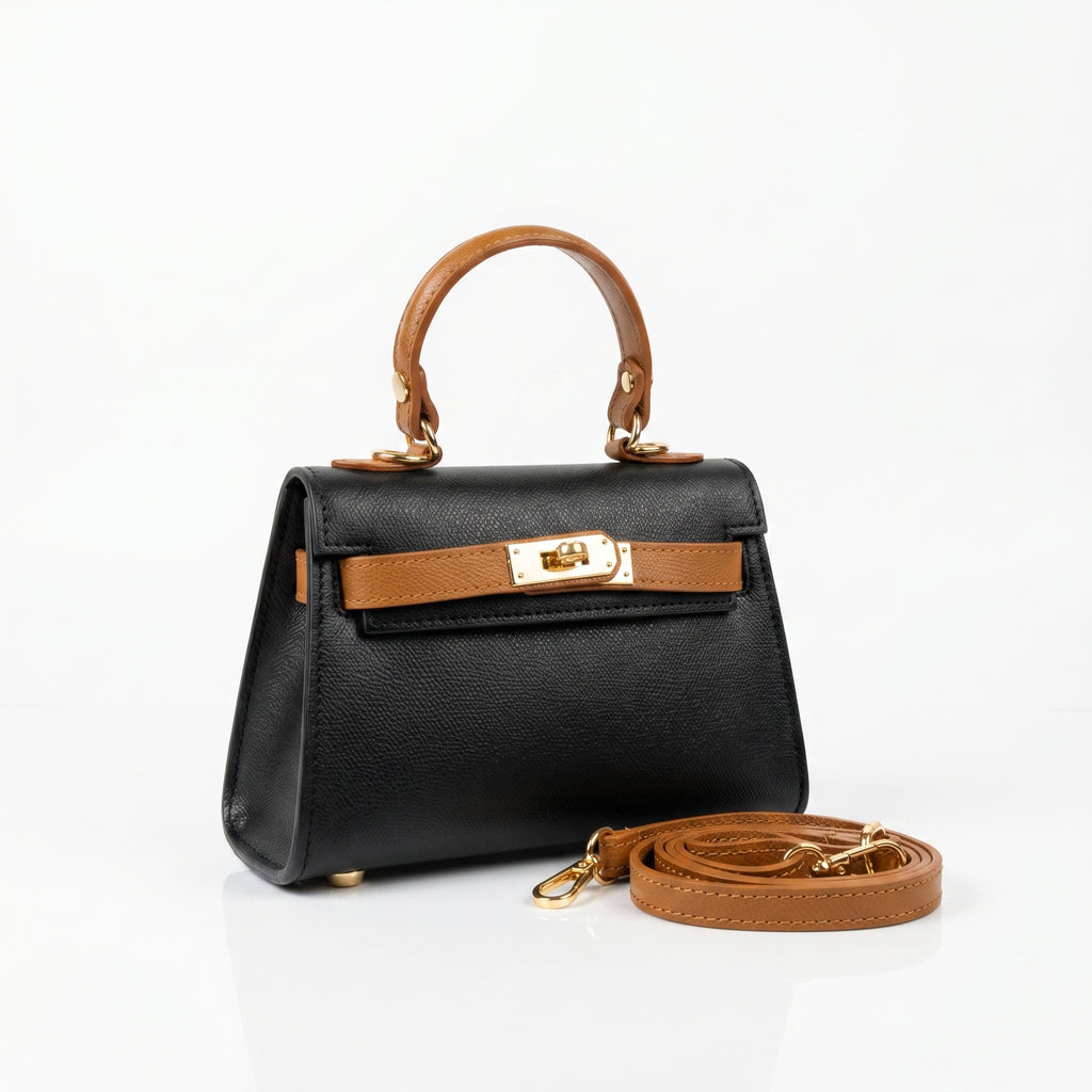 Mini Beky Borsa a Mano con Design Mix di Colori in Vera Pelle - Made in Italy - Stile Donna Bags