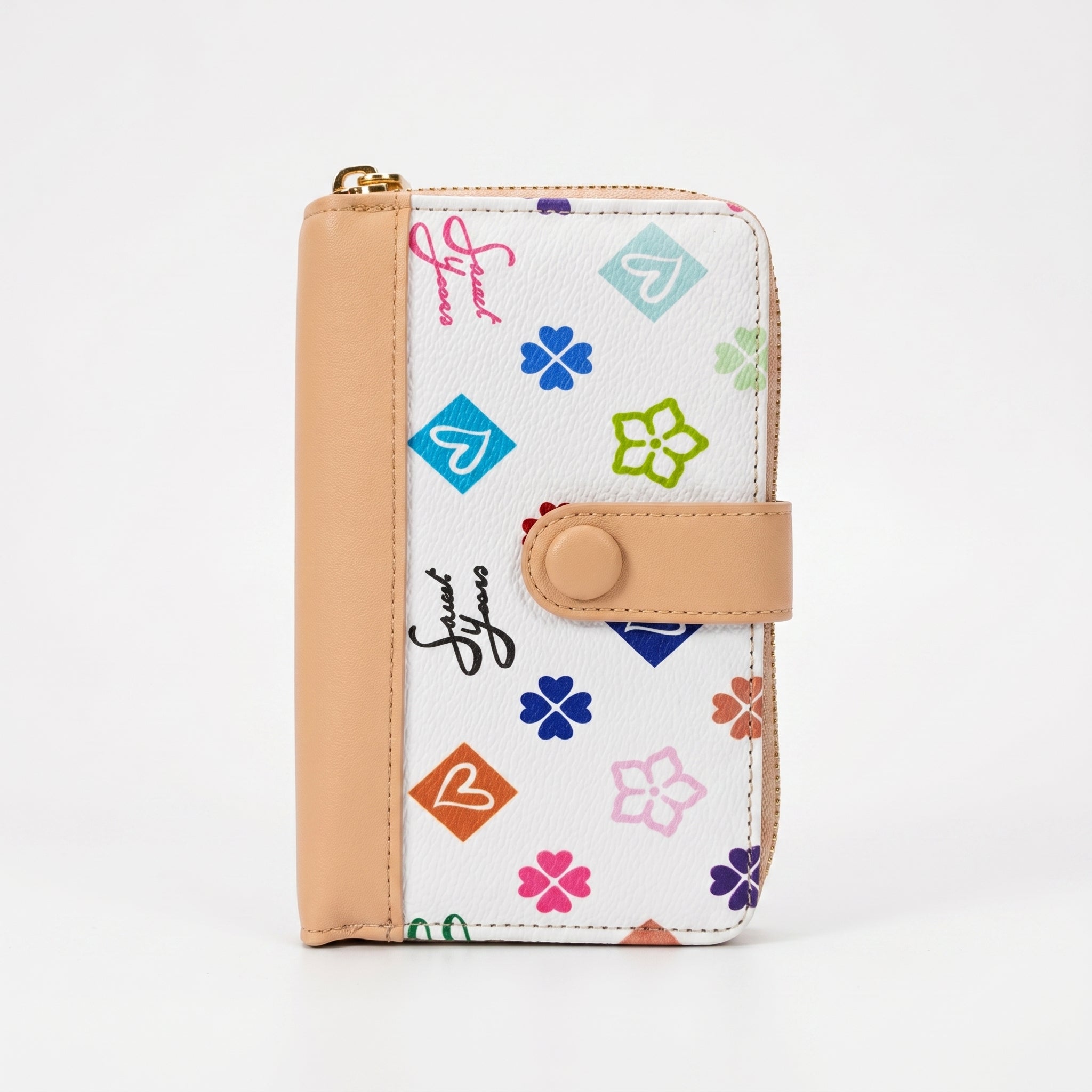 Sweet Years Portafoglio Compatto in Ecopelle con Stampa Monogram - Stile Donna Bags