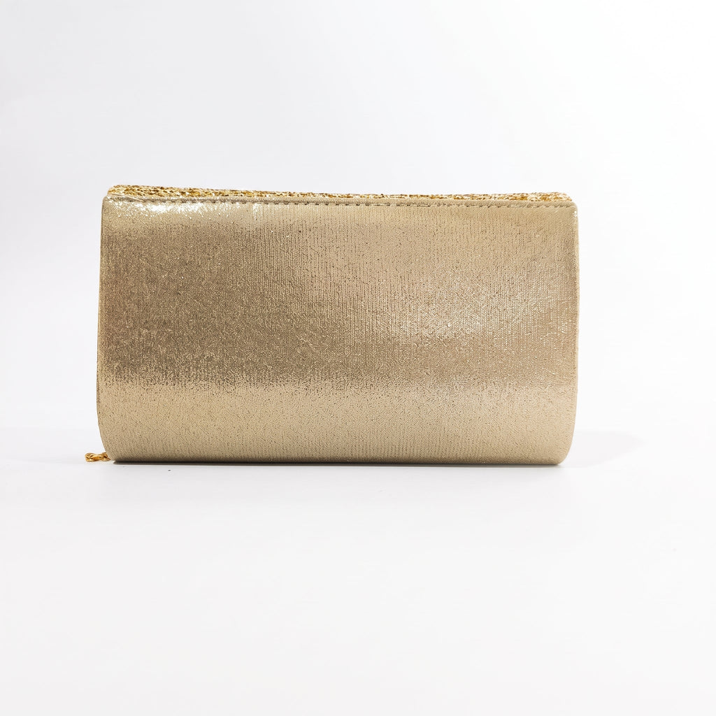Clutch Busta con Patta Glitter Oro - Stile Donna - Catania