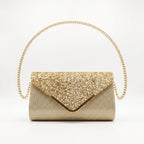 Clutch Busta con Patta Glitter Oro - Stile Donna - Catania