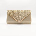 Clutch Busta con Patta Glitter Oro - Stile Donna - Catania