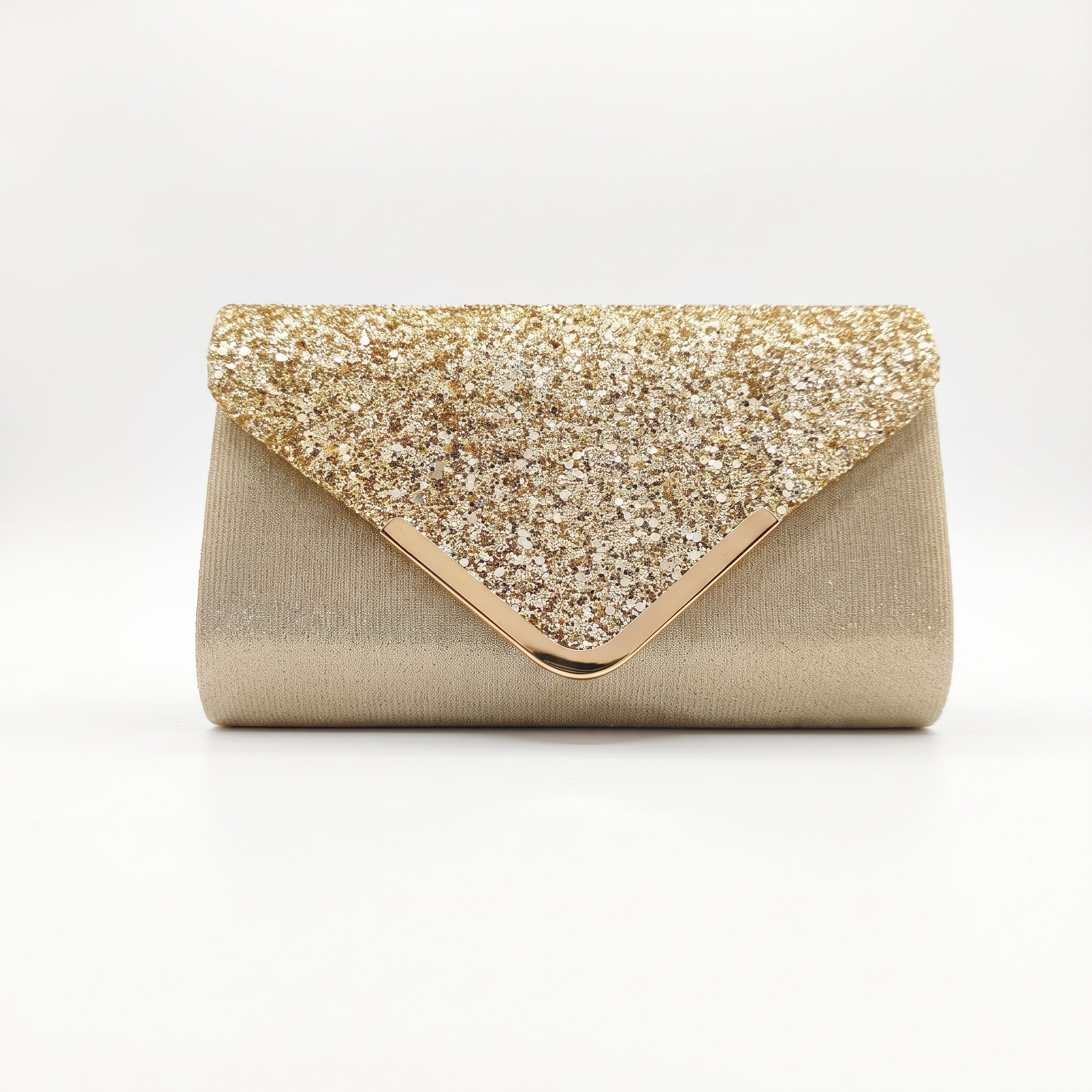 Clutch Busta con Patta Glitter Oro - Stile Donna - Catania