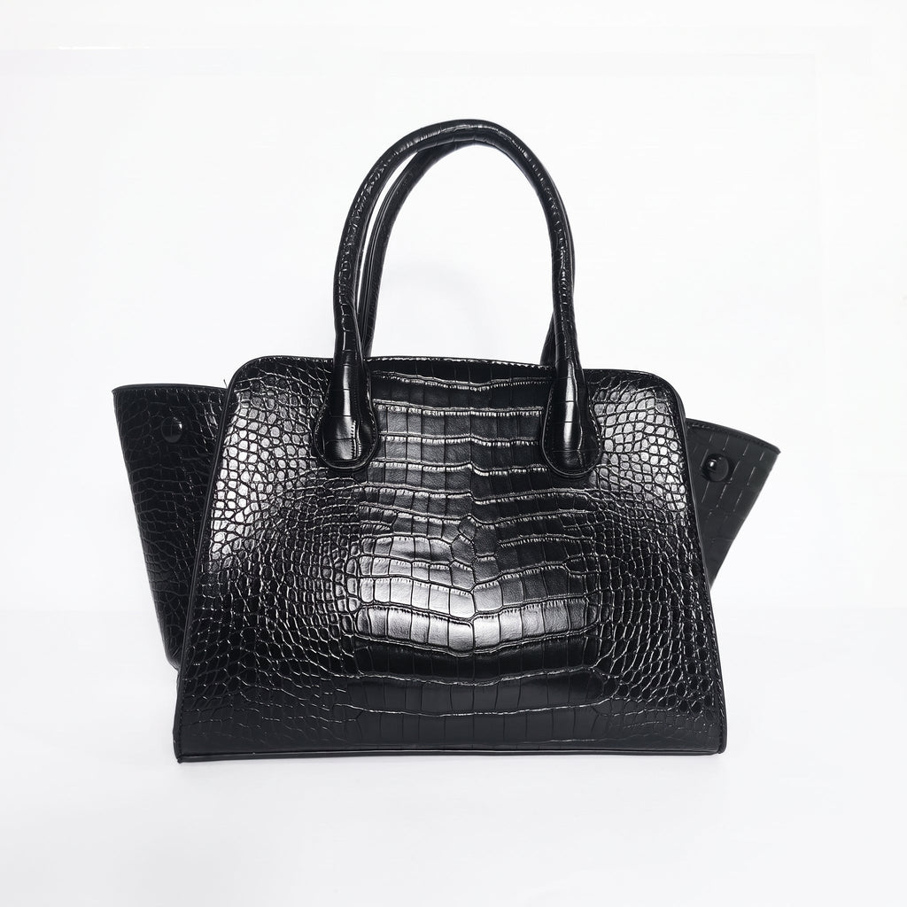 Coconuda Borsa a Mano in Pelle Verniciata Lucida Nera con Manici - Stile Donna - Catania