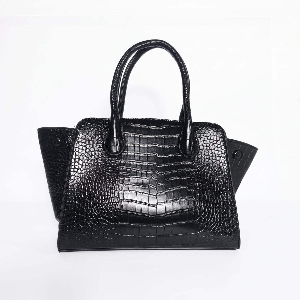 Coconuda Borsa a Mano in Pelle Verniciata Lucida Nera con Manici - Stile Donna - Catania
