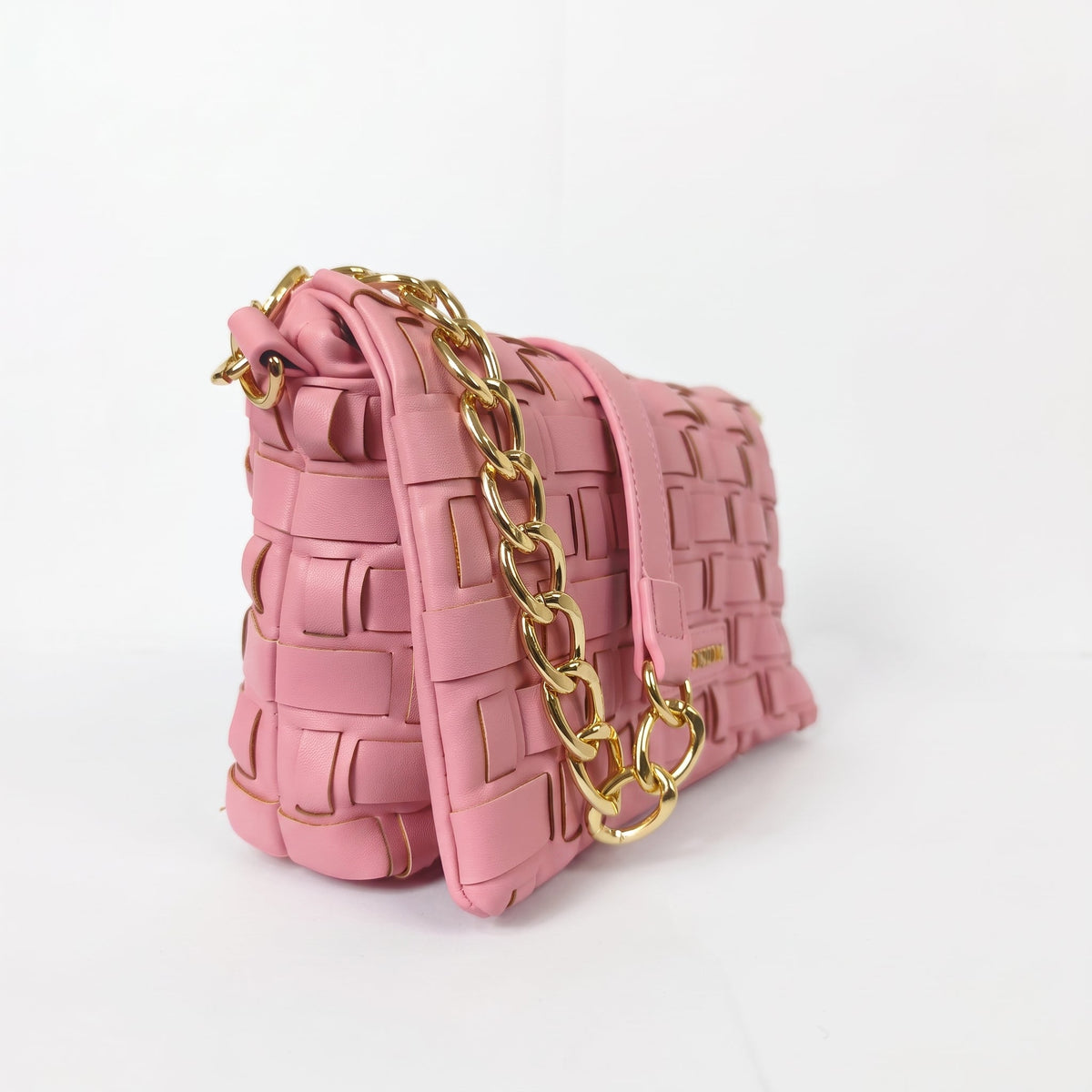 Coconuda Borsa Intrecciata a Tracolla in Ecopelle Rosa con Dettagli Dorati - Stile Donna - Catania