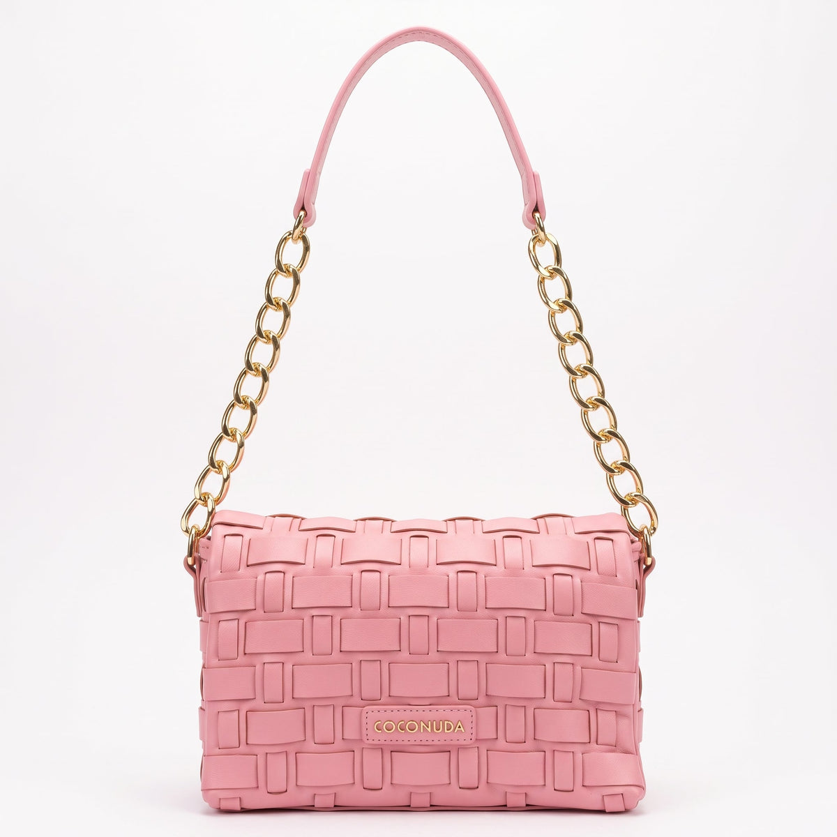 Coconuda Borsa Intrecciata a Tracolla in Ecopelle Rosa con Dettagli Dorati - Stile Donna - Catania