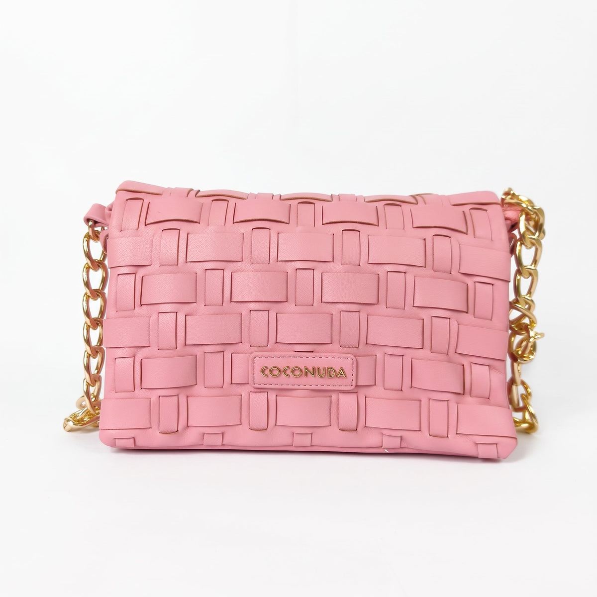 Coconuda Borsa Intrecciata a Tracolla in Ecopelle Rosa con Dettagli Dorati - Stile Donna - Catania
