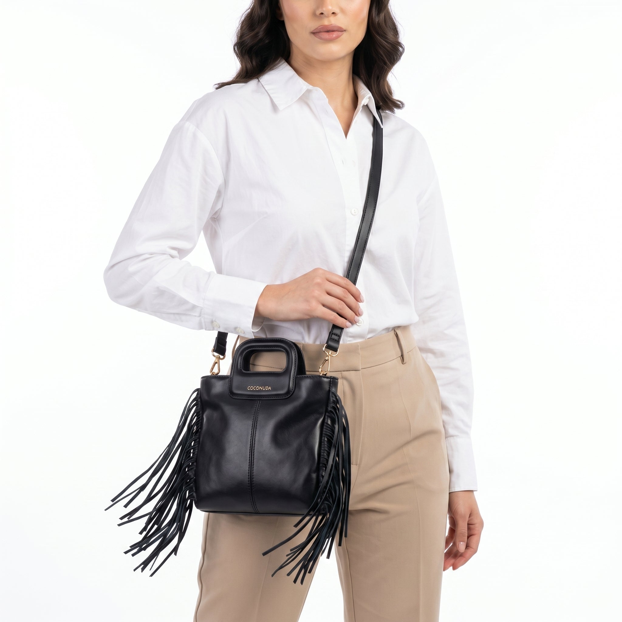 Coconuda Borsa Tote con Frange – Manico Strutturato e Tracolla Removibile - Stile Donna Bags