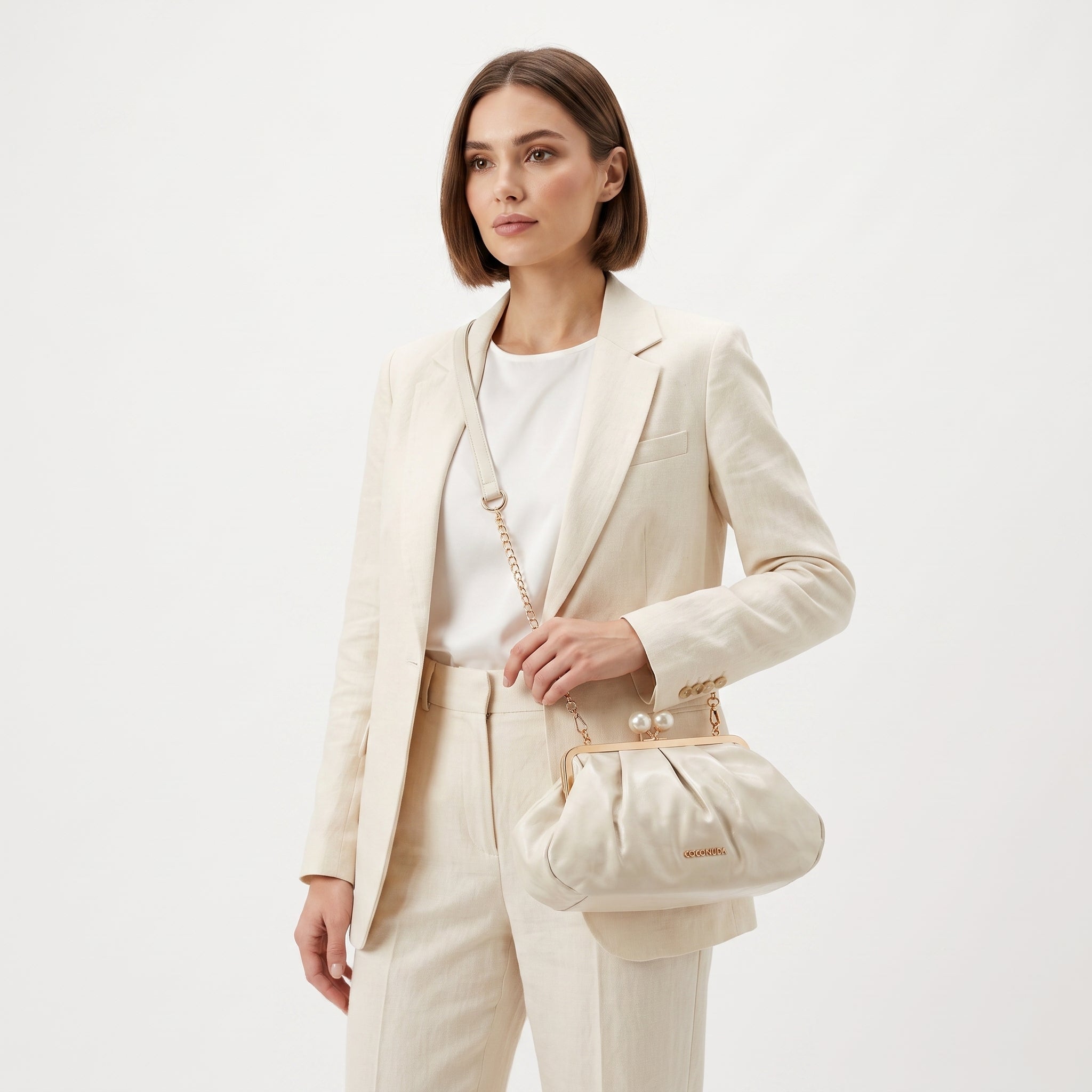 Coconuda Pochette in Ecopelle Marrone con Chiusura a Scatto e Tracolla - Stile Donna Bags