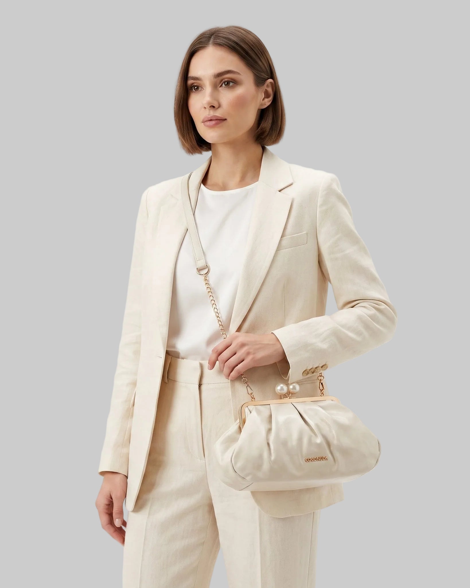 coconuda pochette in ecopelle marrone