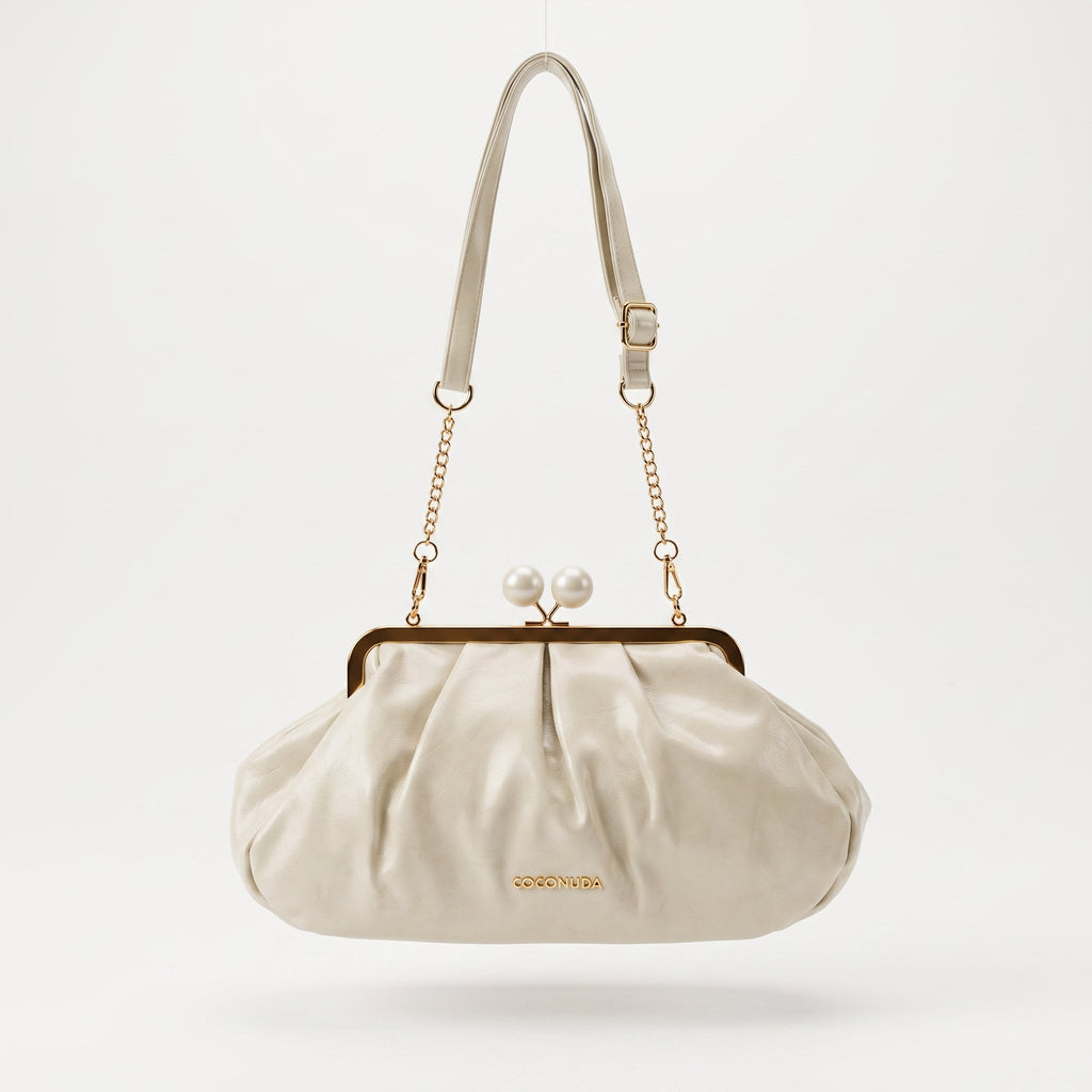 Coconuda Pochette in Ecopelle Marrone con Chiusura a Scatto e Tracolla - Stile Donna Bags