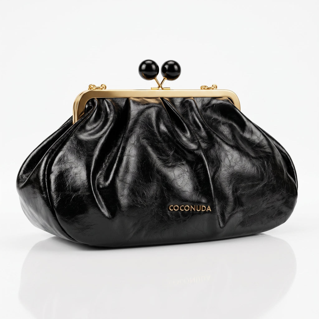 Coconuda Pochette in Ecopelle Marrone con Chiusura a Scatto e Tracolla - Stile Donna Bags