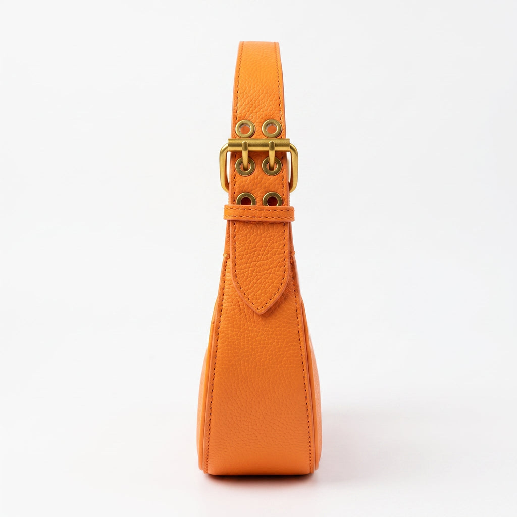 Enrico Coveri Borsa Hobo in Ecopelle Arancione con Dettagli Dorati - Stile Donna Bags