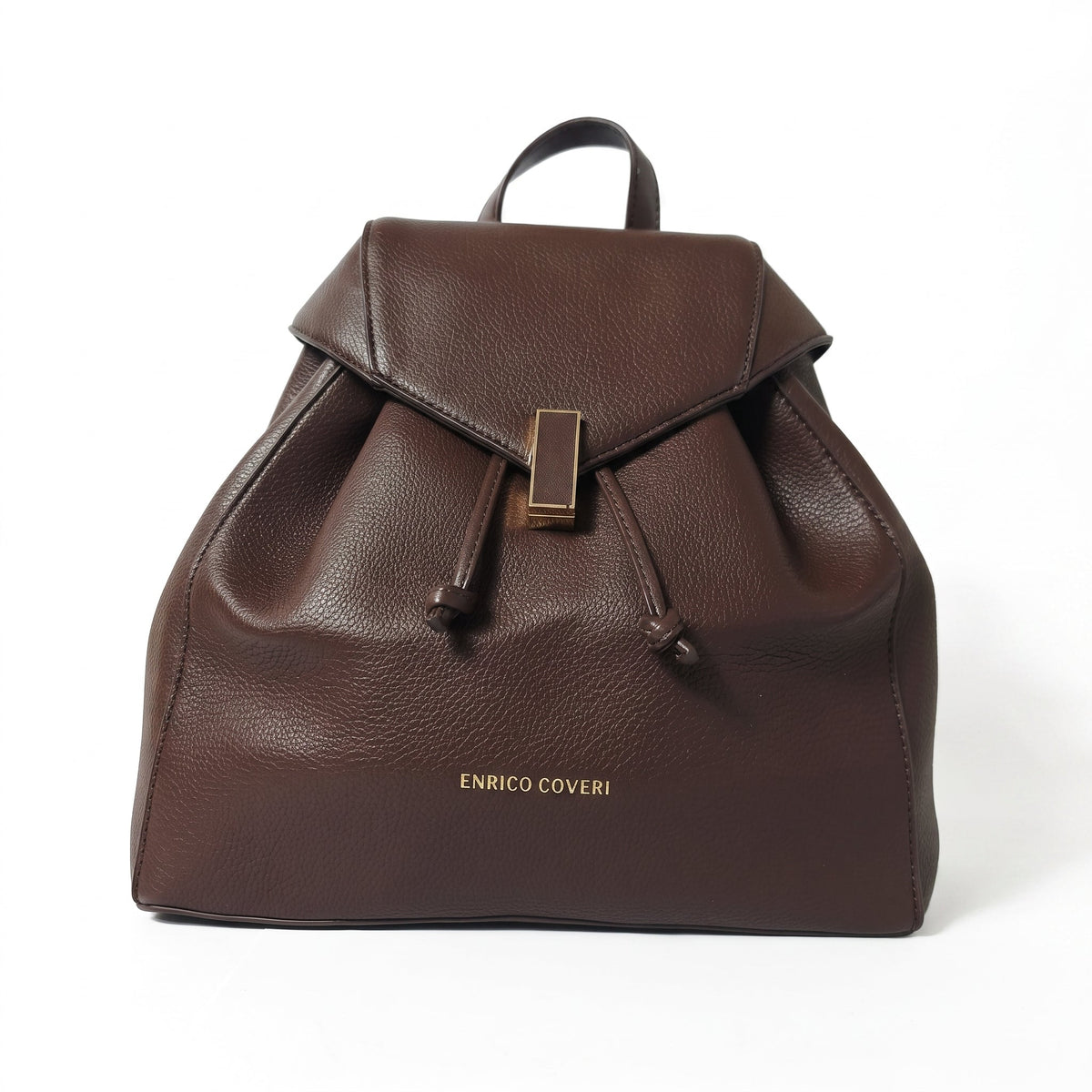 Enrico Coveri Zaino in Ecopelle Marrone con Finiture Dorate - Stile Donna - Catania