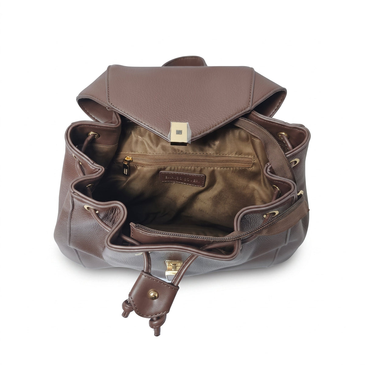 Enrico Coveri Zaino in Ecopelle Marrone con Finiture Dorate - Stile Donna - Catania