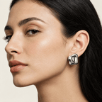 Fluid Wave Orecchini a Perno Argentati - Stile Donna - Catania