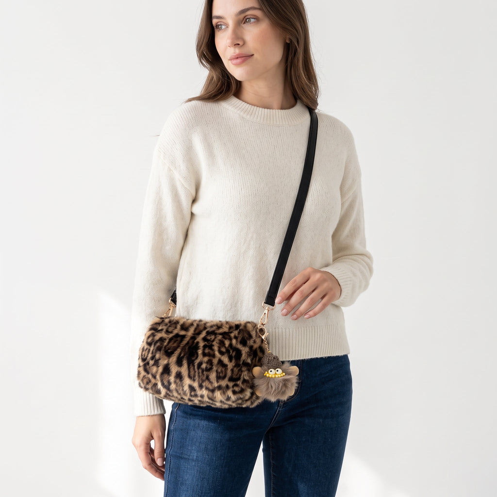 Gemma borsa pelosa maculata a spalla con tracolla regolabile - Stile Donna - Catania
