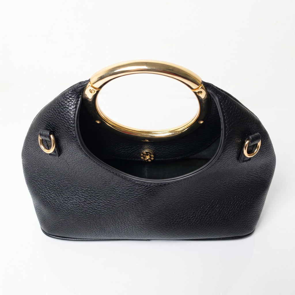 Halo – Borsa a Mano in Ecopelle con Manico Circolare Dorato - Stile Donna - Catania